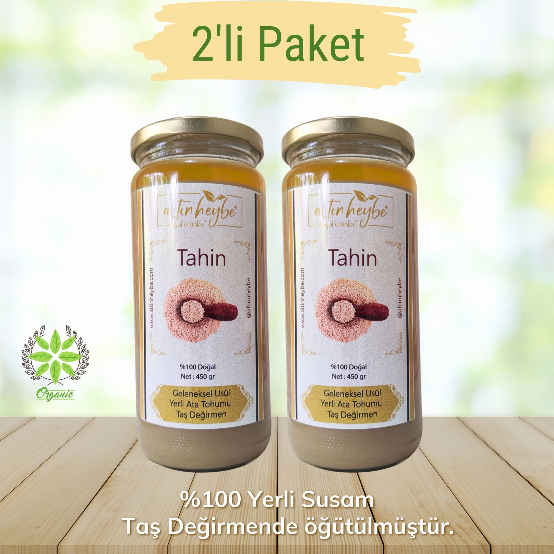 %100 Yerli Susamdan Tek Kavrulmuş Organik Tahin (2x450gr)