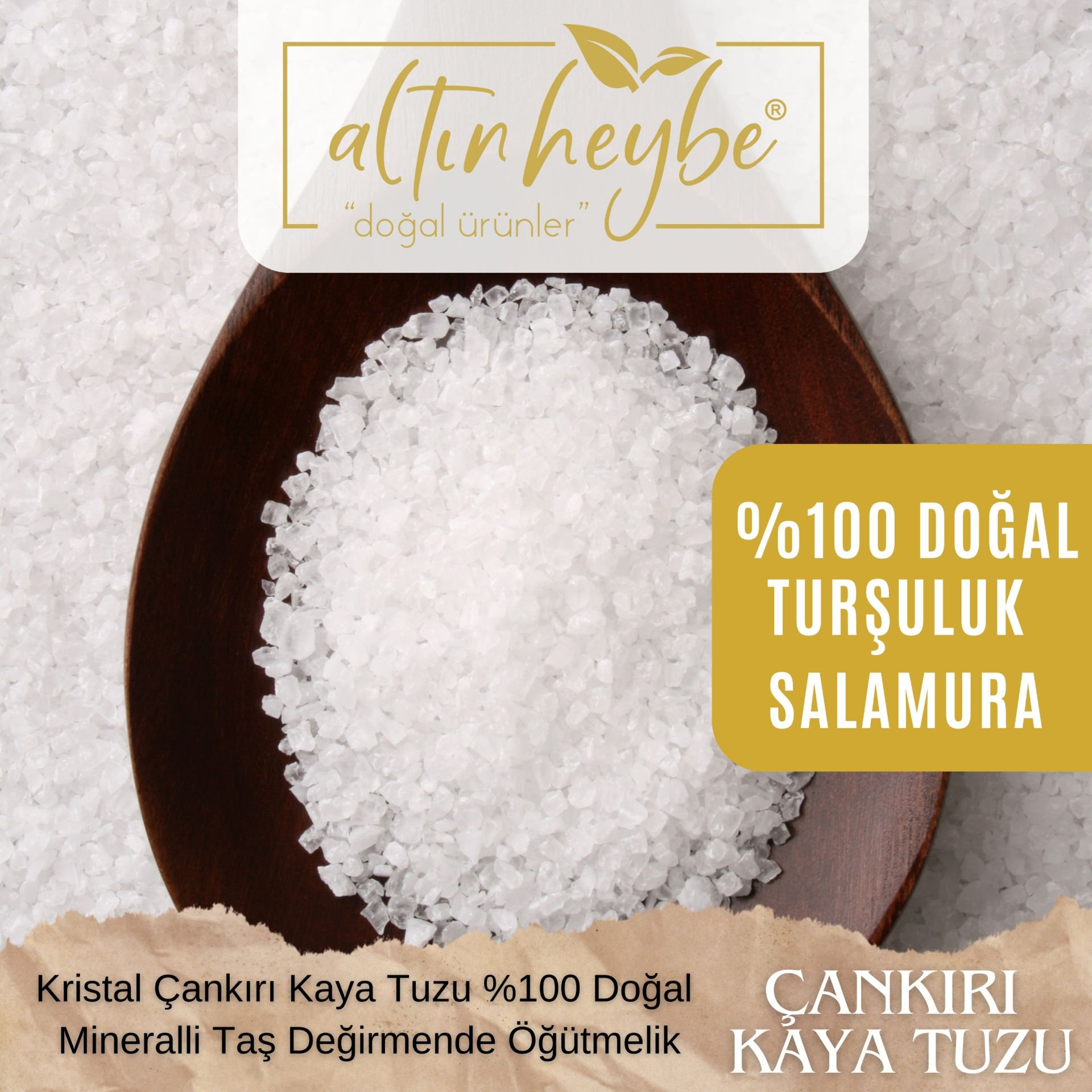 Kristal Çankırı Kaya Tuzu %100 Doğal | Değirmende Öğütmelik (Turşuluk-Salamura) 1 kg