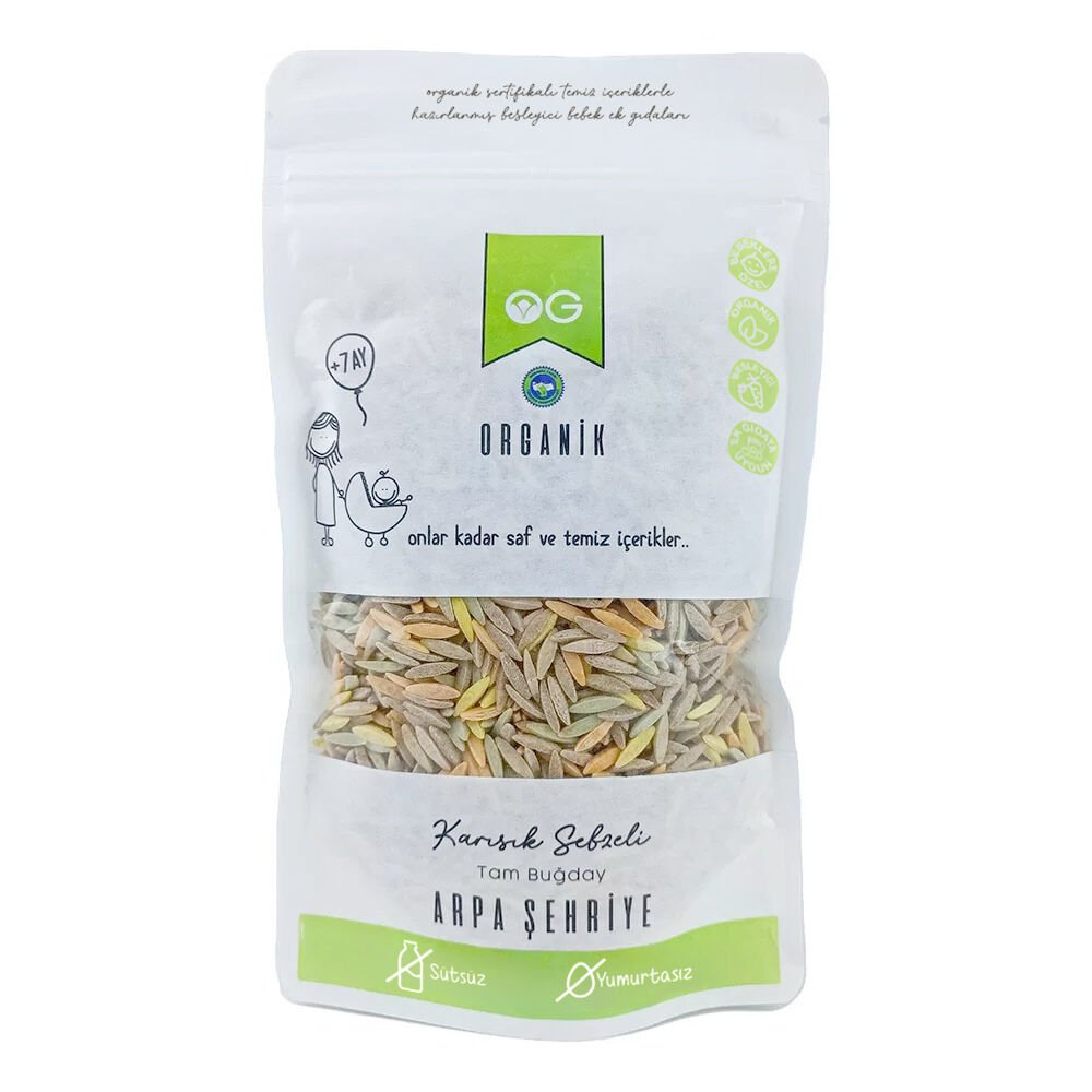 Organik Karışık Sebzeli Tam Buğday Arpa Şehriye 250 Gr +8 Ay