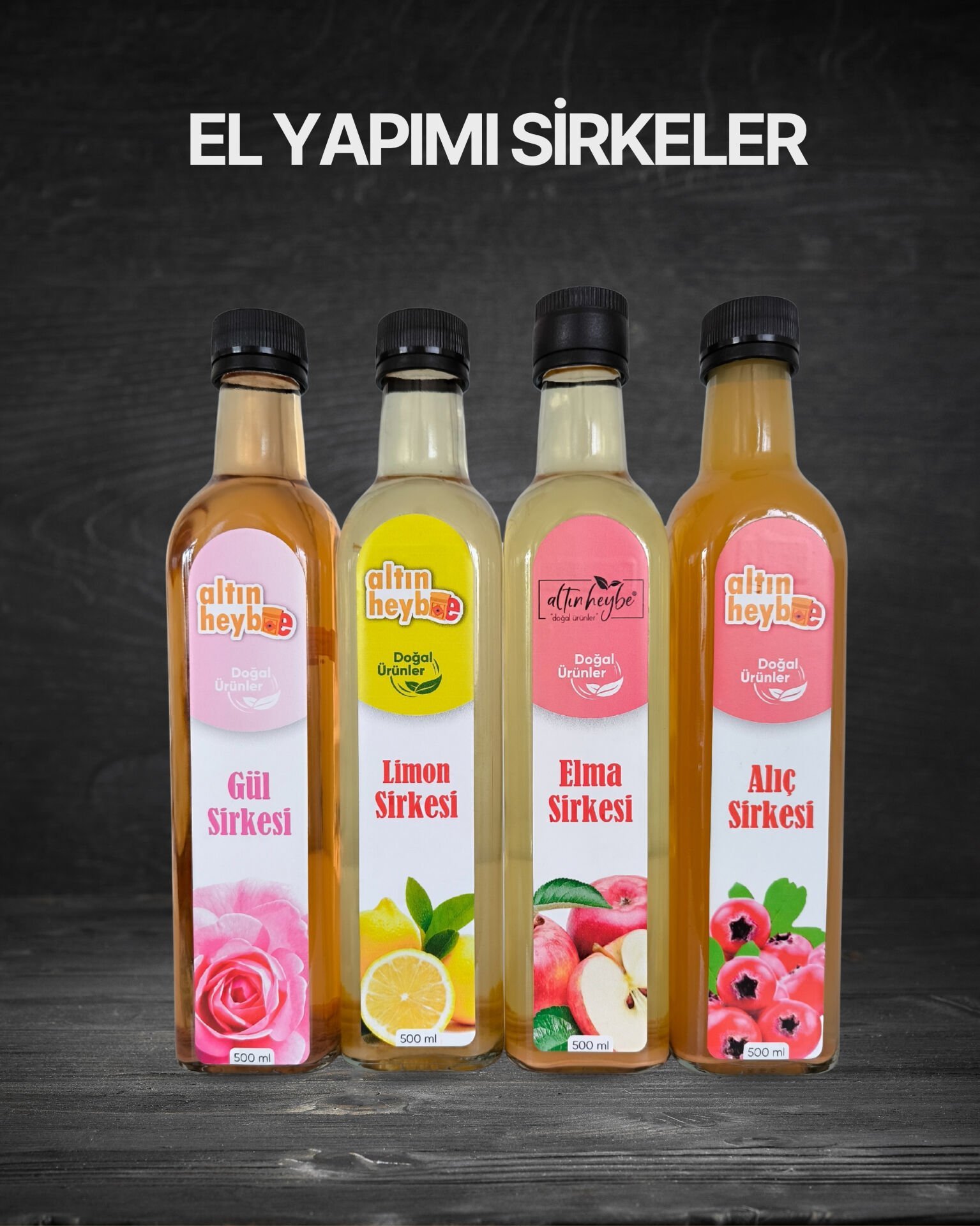 El Yapımı Sirkeler (Elma , Gül , Limon , Alıç)