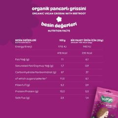 Organik Vegan Pancarlı Grissini - 55 g