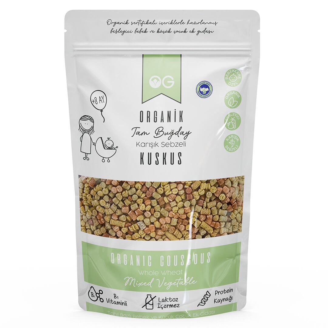 Organik Karışık Sebzeli Tam Buğday Bebek Kuskus 250 Gr +8 Ay