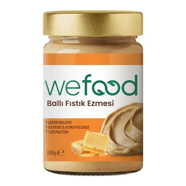 Wefood Şekersiz Ham Ballı Fıstık Ezmesi 300 gr (Fıstık Parçacıklı)
