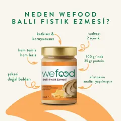 Wefood Şekersiz Ham Ballı Fıstık Ezmesi 300 gr (Fıstık Parçacıklı)
