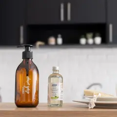 Amber Cam Pompalı Şişe (Bulaşık Deterjanı / Sıvı Sabun Şişesi) - 300ml