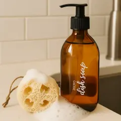 Amber Cam Pompalı Şişe (Bulaşık Deterjanı / Sıvı Sabun Şişesi) - 300ml